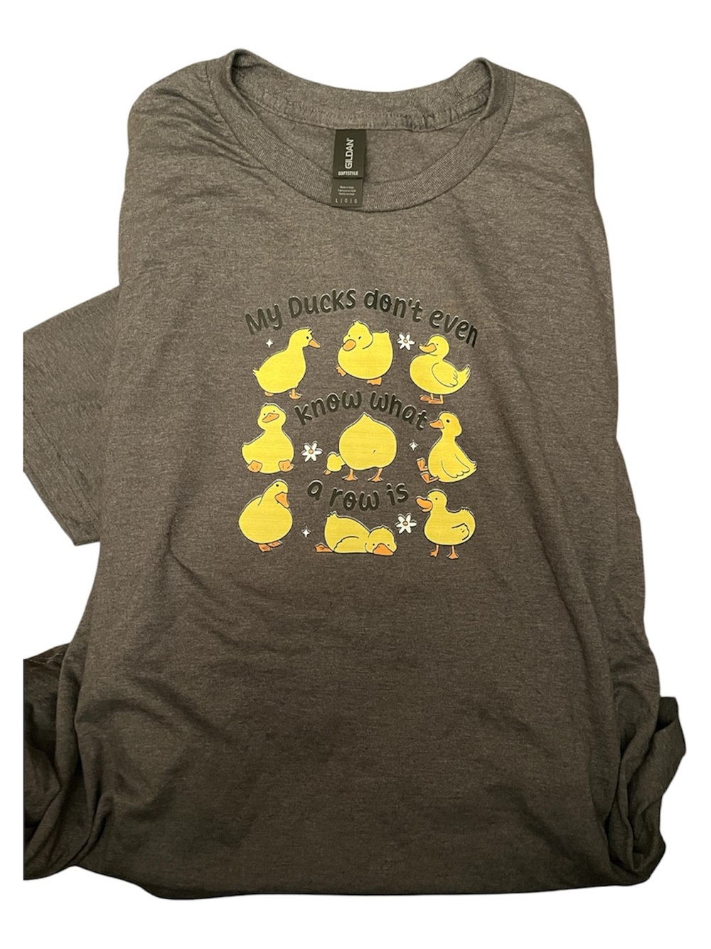 Gildan Gray Tee with Yellow Duckling Graphic